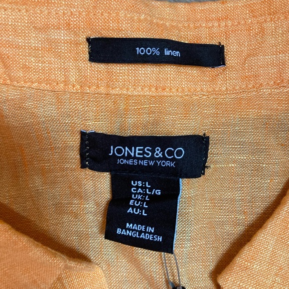 New Jones&co shirt women’s 100% linen color orange and size L - Picture 3 of 5